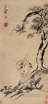 Bada Shanren Zhu Da Painting - pine and deer old China ink